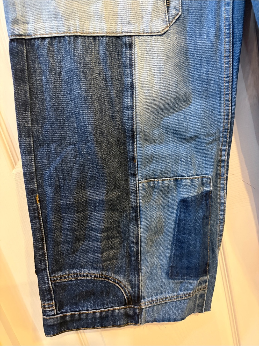 Oli & Hali NWT Blue Faded UPSIDE DOWN POCKETS Patchwork Wide-Leg Jeans - Picture 6 of 13